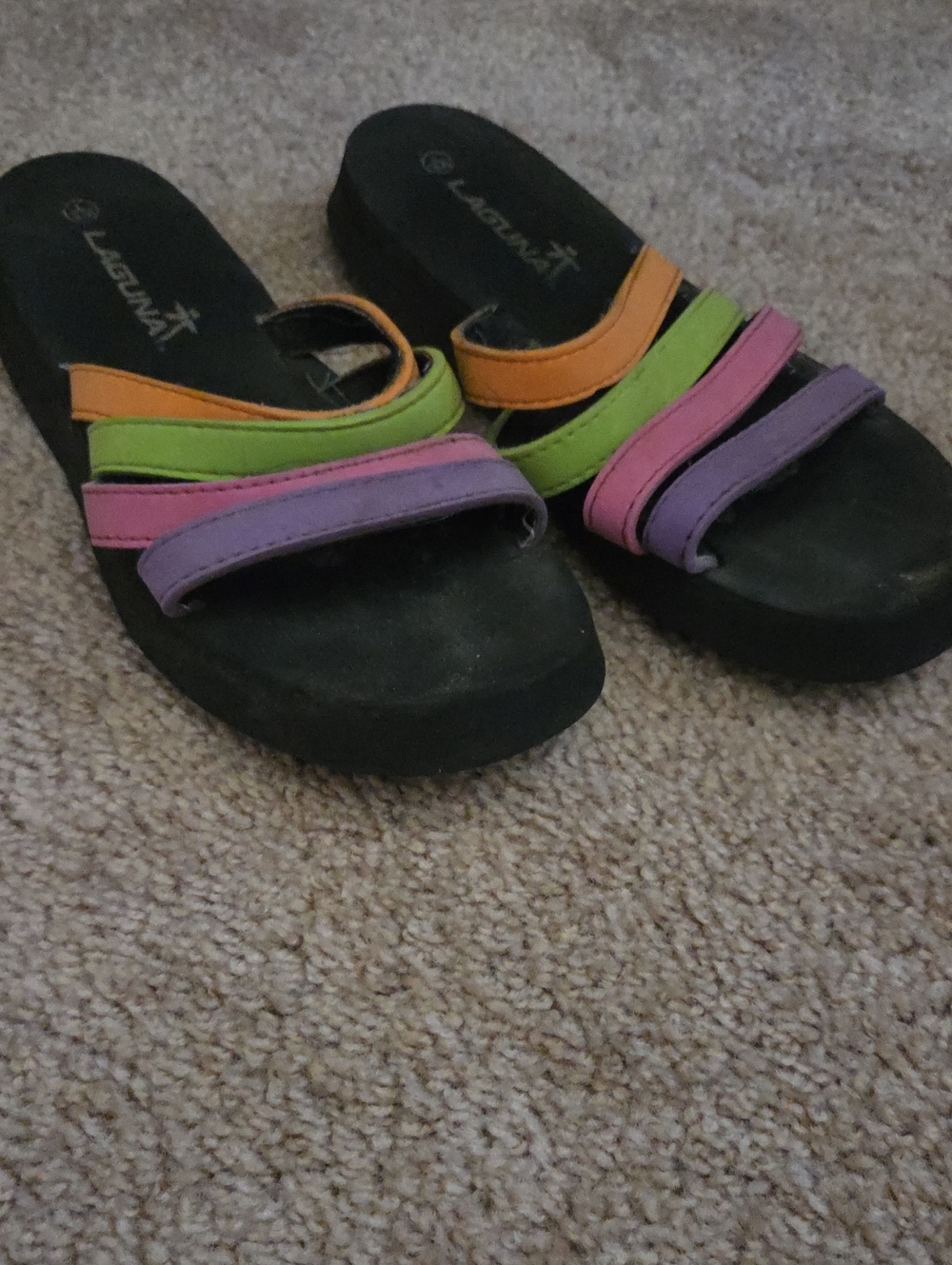 Multi-Color Strappy Slide Sandals - Women's